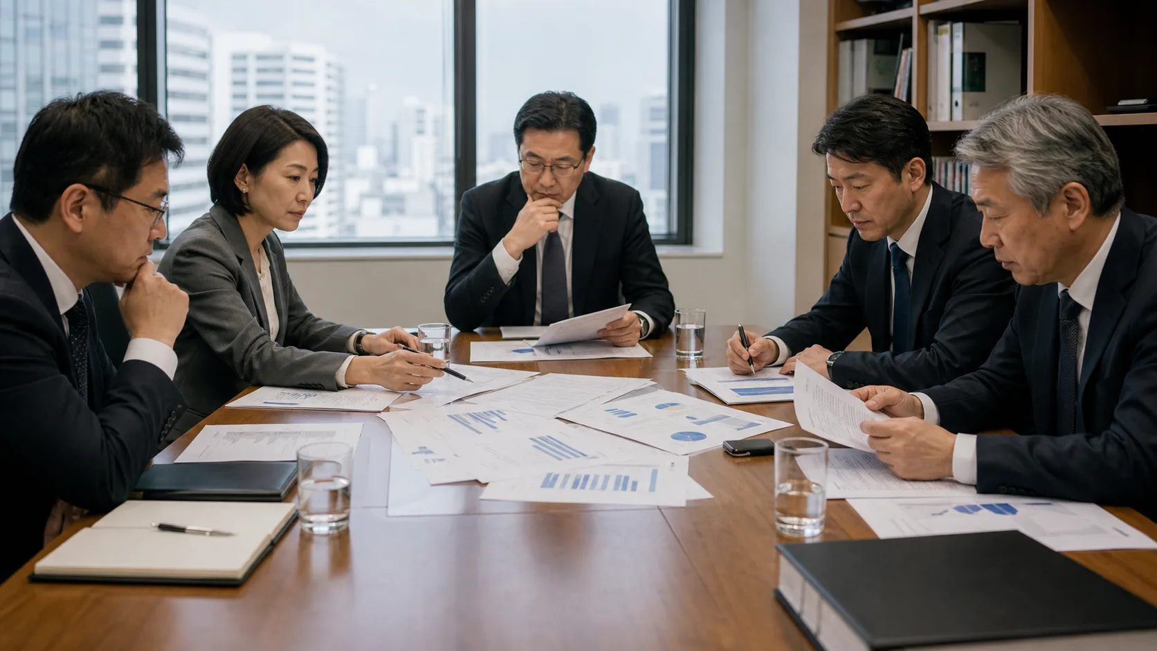 流動性と負債の資料を検討する企業財務委員会