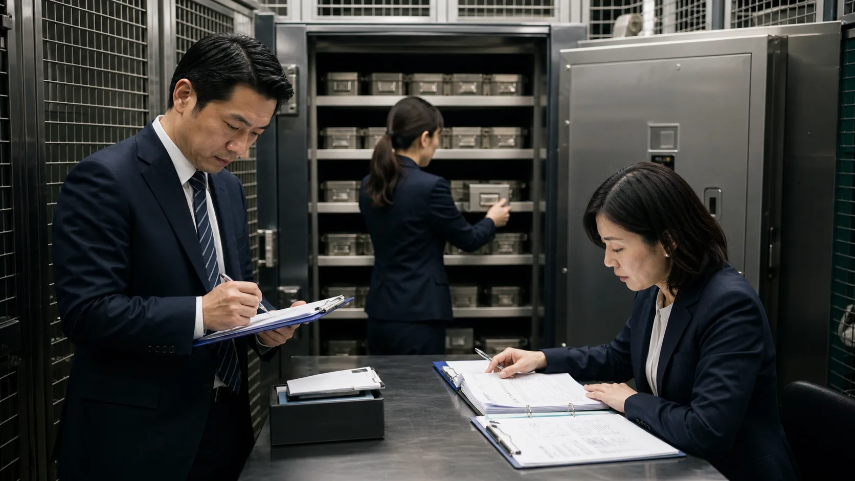 保管資産の記録と保管設備を照合する独立監査チーム
