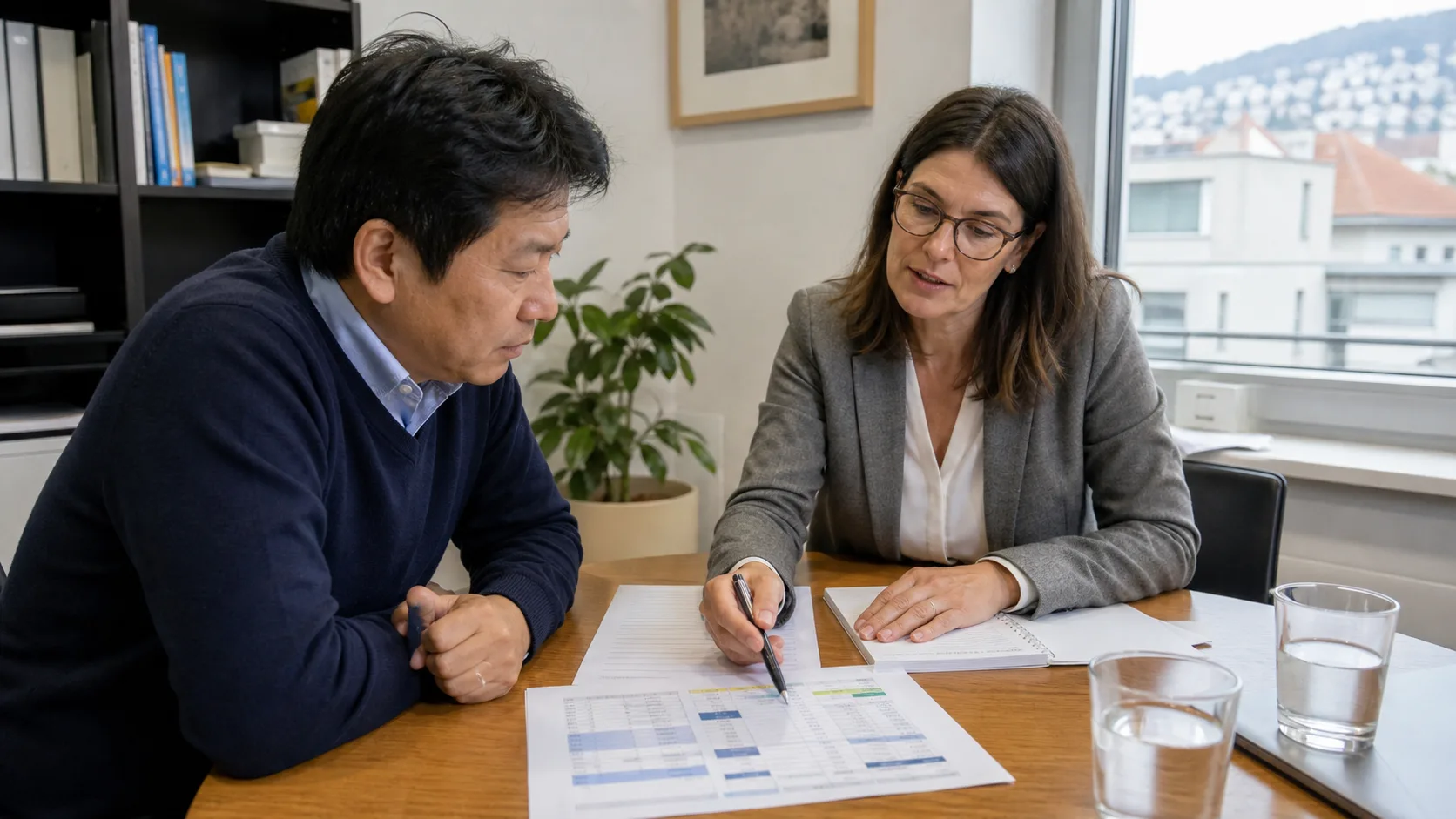 スイスの年金拠出と生活費を現地担当者に相談する日本人居住者